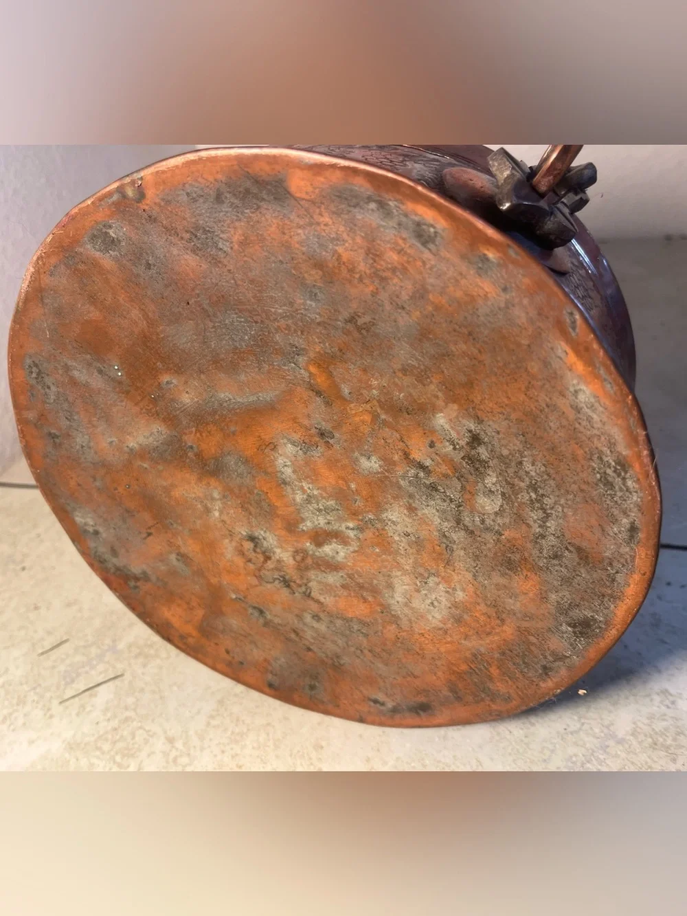 Antique Copper Hand Etched Hammered Indian Chapati Box